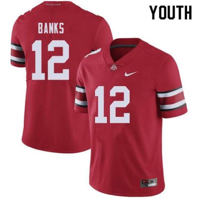 NCAA Ohio State Buckeyes Youth #12 Sevyn Banks Red Nike Football College Jersey DIN3345LB